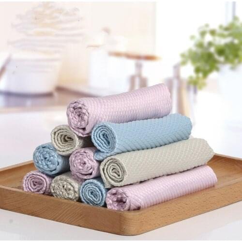 10pcs Wiping glass, fish scale, clean cloth, water-free cloth, thickening kitchen dishcloth, absorbing water, wiping table cloth
