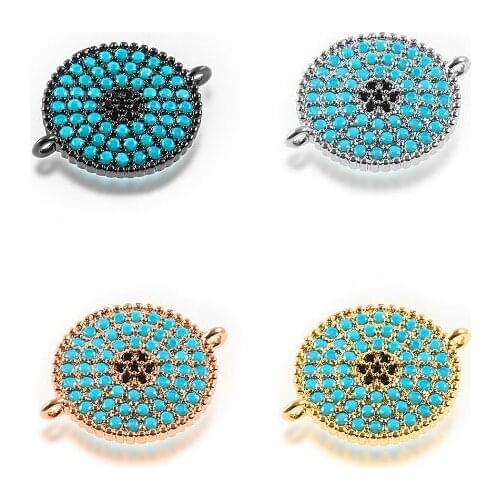 14*18mm Turkey Evil Eye crystal micro pave cz zircon cubic zirconia beads DIY necklace charm bracelet connectors making hr345d