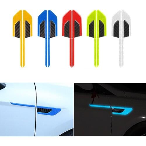 2pcs 3D Car Reflective Sticker Warning Bumper Strip Reflector Fender Leaf Board Tape Safety Decoration Sticker Auto Accessories