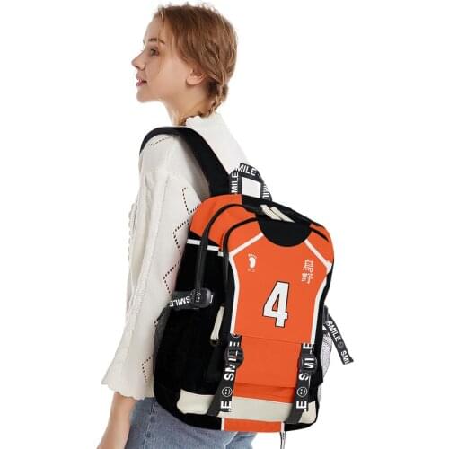 2020 3d Printed Anime Haikyuu Backpack Student Zipper Bag School Backpack Backbags Teen College Bags Teens Boys Girls Backpack