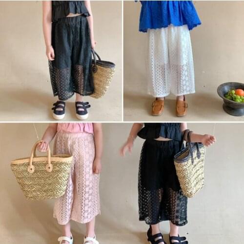 2021 New Girls Lace Long Pants Summer cotton Fashion Kids Pants 2-8t CY382