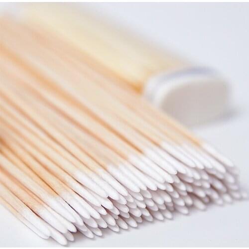 300/100Pcs Natural Wooden Cotton Swab 7/10CM Disposable Cosmetics Makeup Cleaning Stickers Multi-Function Grafting Extension
