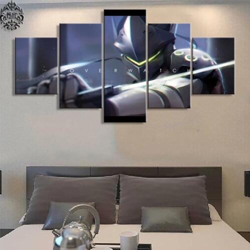 5 Panel Overwatch Genji Game Poster Wall Art Canvas Painting Modern Home Decor Canvas Print Pictures Artwork Cuadros Painting