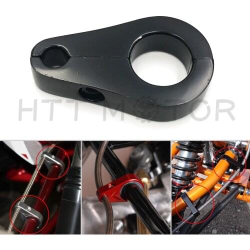 Aftermarket free shipping motorcycle parts 25mm 1" Chrome Motorcycle Brake Line Clutch Cable Handlebar Frame Clamp Clips BLACK
