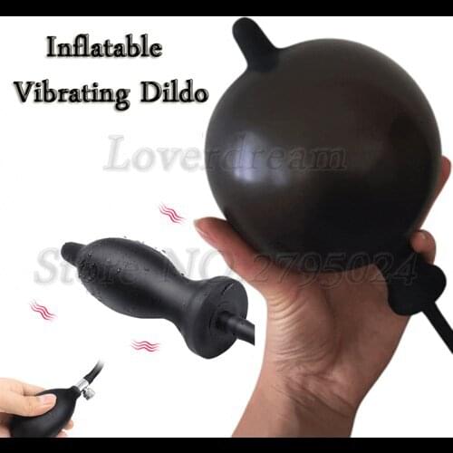 10 Speeds Large Inflatable Vibrator Vagina Dildo Anal Plug Pump Anus Dilator Expandable Sex Toys For Women Men Butt Plug Balls