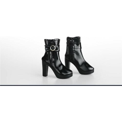 1/6th Black Mid Boots with Bow-knot Model for 12" Female Action Doll Type 1