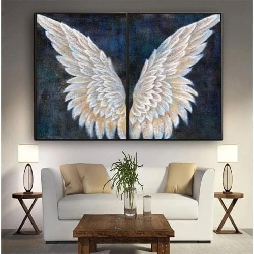 Black White Powerful Feather Wings 5d Diy Diamond Painting Full Drill Mosaic Painting Angel Diamond Embroidery Wall Decor X52