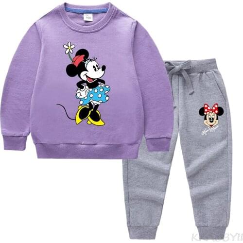 Disney Minnie Childrens Wear Childrens Sweaters and Trousers 2 Piece Mickey Mouse Long Sleeve Cotton Set