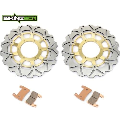 BIKINGBOY Front Brake Discs Disks Rotors Pads For Honda CBR 600 F F4 Supersport F4i Sport 01 02 03 04 05 06 07 Set 296mm