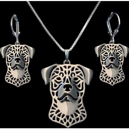 Hot Sale Lovers' Metal Dog Jewelry Set High Quality Alloy Rottweiler Jewelry Set
