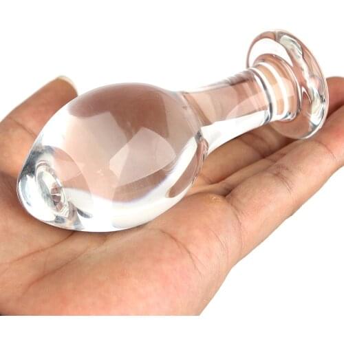 IKOKY Large Glass Butt Plug Prostate Massage Female Male Masturbation Sex Toys for Women Men Gay Crystal Dildo Anal Plug Bead