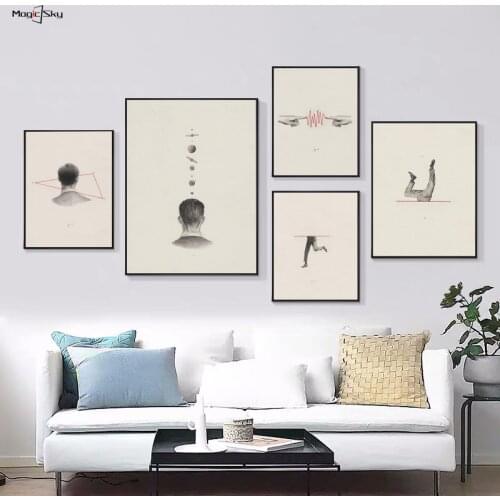 Classic Master Hand Drawn Humorous Figure Sketch Black and White Canvas Poster Vintage Retro Wall Art Pictures Living Room Decor