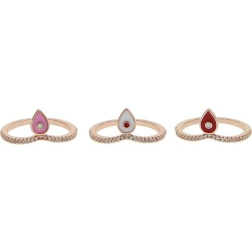 Lucky cute enamel evil eye ring rose gold color pink white red eyes Classic turkish evil eye finger engagement cz rings