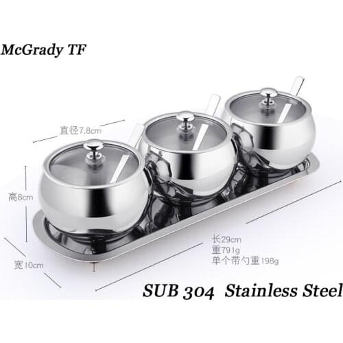 Spice Jar Set Large Capacity Kitchen Tools Spice Box High-end Kitchen Glass Stainless Steel Seasoning Box Jar Kitchen Tools