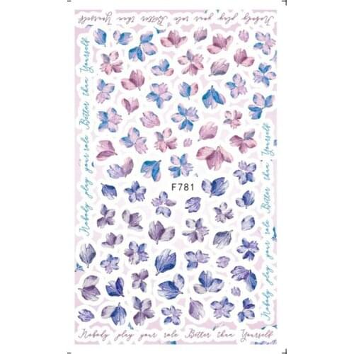 3D Purple Pink Flower Butterfly Sticker Sliders For Nails Elegant Leaf Floral Design Nail Art Decoration Design Accessories