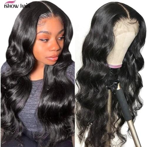 Ishow 5x5 Lace Closure Wig Body Wave Lace Front Wig Pre Plucked Transparent Lace Front Human Hair Wigs 30 Inches Closure Wig