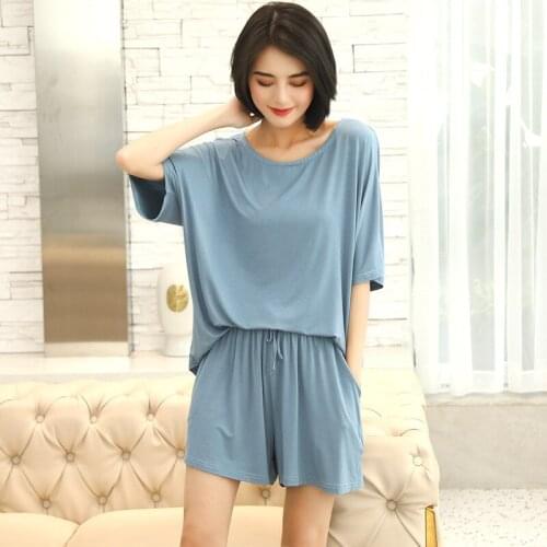Pajamas women summer modal ice silk two-piece thin section can be worn outside casual loose large size home service suit