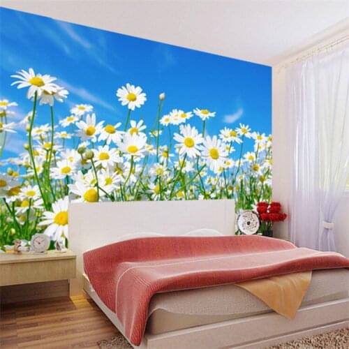 Custom Photo Wallpaper 3D Daisy Bedroom Living Room TV Background Mural Wallpaper Non-woven Modern Large Wall Painting Flowers