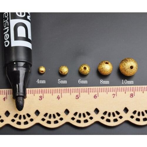 Gold Plated Color Round Hollow Matte Metal Brass 4mm 5mm 6mm 8mm 10mm Loose Spacer Beads lot for Jewelry Making DIY Crafts
