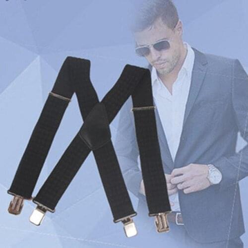 Adult trousers suspenders 3.5cm black x-shaped suspenders multicolor 4 clips mens suspenders widened and enlarged