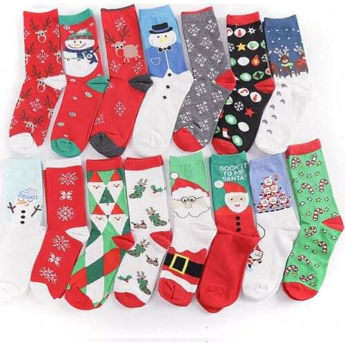 Christmas Fashion Harajuku Style Kawaii Winter Warm Christmas Cartoon Print Stock Girl Girl Gift Meias Cute Womans Socks