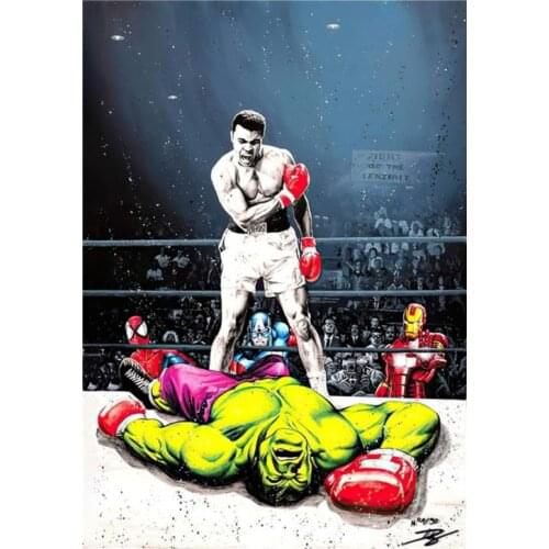 Marvel Superhero Print Avengers Canvas Painting Funny Hulk Arena Boxer VS Hulk Poster Wall Art Child Room Mural Home Decoration