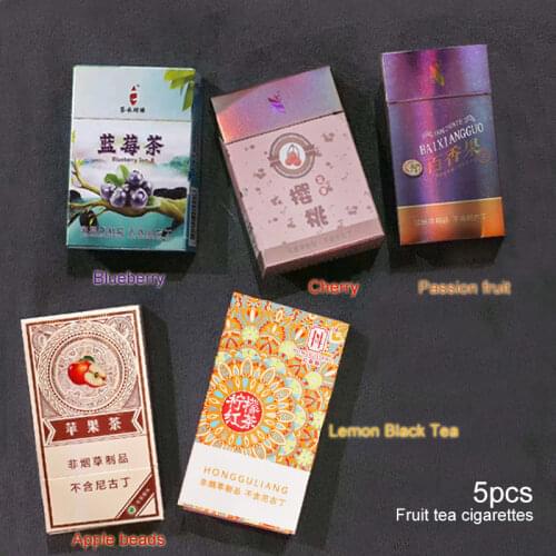 Cherry apple lemon blueberry Fruits flavor Tea Cigarette Herbal Cigarettes Healthy No Nicotine Tobacco free Health quit smoking