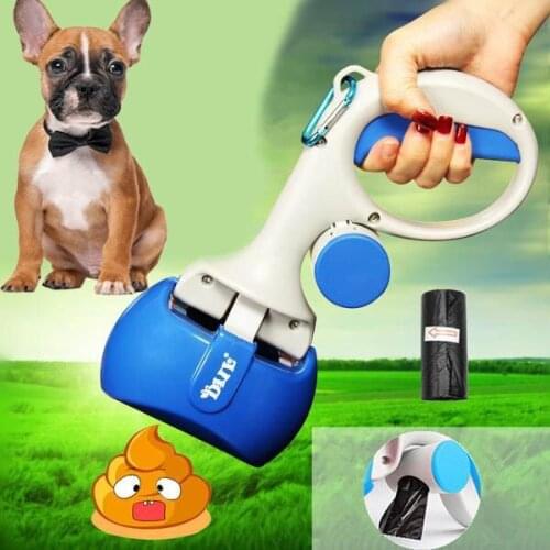 Pet Pooper Scooper With Bag Attached Long Handle Portable Pick Up Dog Shit Picker Outdoor Dog Supplies Perros Productos