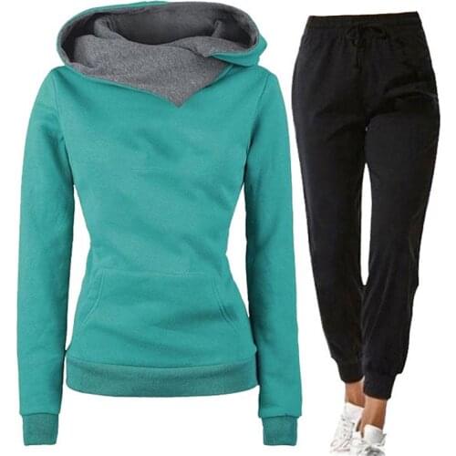 Autumn Winter Tracksuit Women Two Pieces Sets Hoodies Sweatshirt and Pants Suits Pullover Hooded Trousers Casual Outfits Female