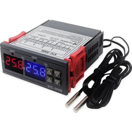 STC-3008 Dual Digital Incubator Thermostat Display Temperature Controller 12V