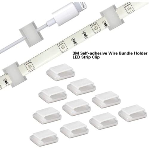 Led Strip Holder Self-adhesive Wire Bundle Holder Tie Mount Clip for10mm wide Fix LED Strip lights Connector Tie Mount Suitable