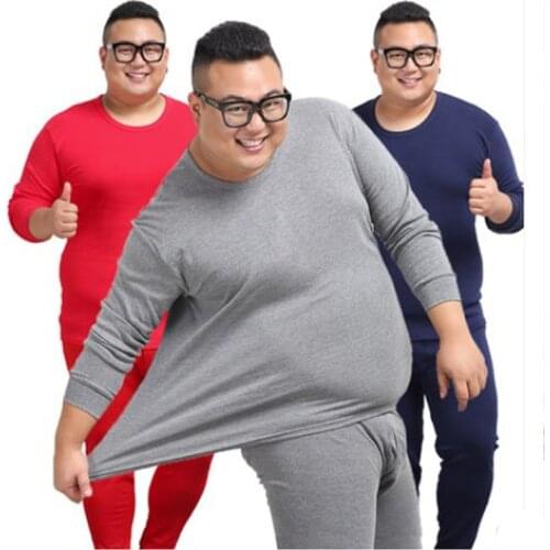Large Size Thermal Underwear Men O Neck Cotton Thermal Underwear Long Trousers Suit Warm Tshirt Breathable Resist Cold Winter