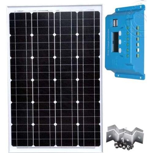 Waterproof Solar Panel 60w 18v Solar Battery Charger Solar PWM Controller 12v/24v Dual USB LCD Phone Charger Car Caravan Camp