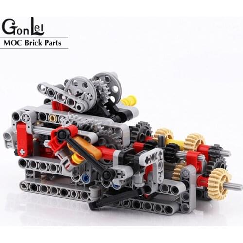 High-Tech 8 Speeds Sequential Gearbox Drive Motors System MOC Building Block Brick Bulk Parts Toy Fit for MOC Cars Parts Set