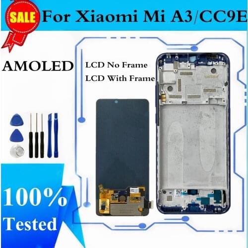 Super AMOLED Display For Xiaomi Mi CC9E LCD Display Touch Screen Digitizer Assembly With Frame For Xiaomi Mi A3 MiA3 Display