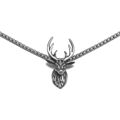 1pcs/lot New Style Men Stainless Steel Christmas Elk Deer Head Pendant Charms Accessories Jewelry Findings Necklaces Gifts Women