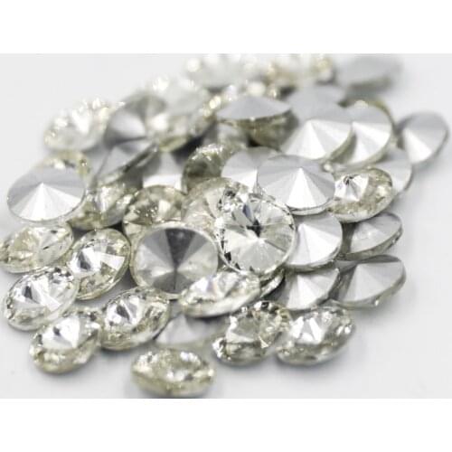 100pcs/lot Crystal Clear Color 8mm,10mm,12mm,14mm,16mm,18mm,20mm Chinese Top Quality Round Fancy Stone Rivoli glass beads