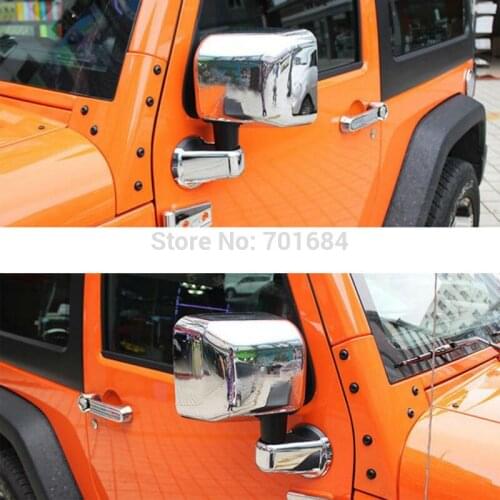 2x Plated Chrome Full Side Mirror Covers Trim For Jeep Wrangler JK 07 08 09 10 11 12 13 14 2015 [QPA208]