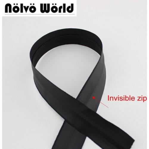 30Yards Invisible waterproof 5# Blk Resin teeth black tape zipper,No.5 plastic coil zip for sewing jackets,backpack,weekendbag