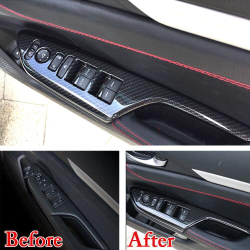 For 2016 2017 Honda Civic RHD 4pcs ABS Car Door Armrest Window Lift Button Panel Cover Trim Decorative Car-styling Accessories
