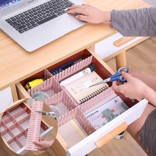 4Pcs DIY Grid Drawer Adjustable Plastic Separator Divider Cabinet DIY Grid Household Necessities Storage Organizer Tools