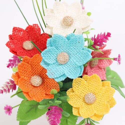5pcs 6cm burlap flower