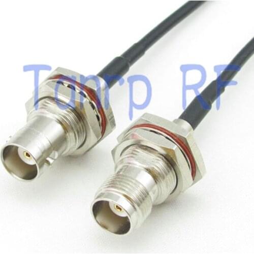 6in TNC female to BNC female with 4 hole panel RF connector adapter 15CM Pigtail coaxial jumper cable RG174 extension