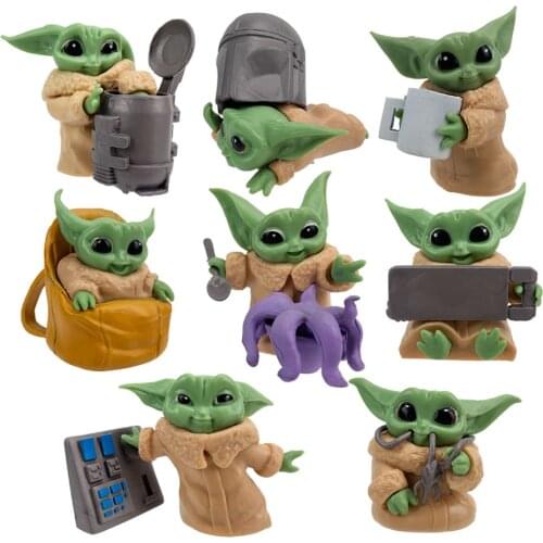 5/6/7pcs Set Anime Star Wars Figam Baby Yoda Mandalorian Kawaill Yoda Action Figure Cute Cartoon Figurines Modle toys for youth