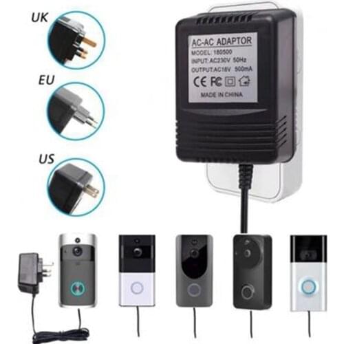 18V 500mah AC Power Adapter EU US 110V 220V Transformer Charger For EKEN V5 Wireless Video Doorbell Camera Video Intercom Ring