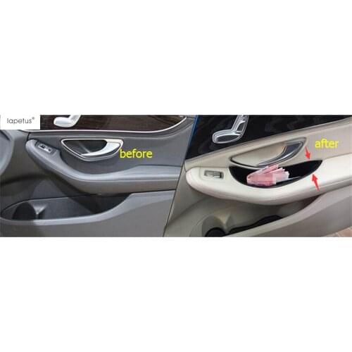 Accessories For Mercedes Benz C CLASS W205 2014 - 2020 Front Door Storage Pallet Armrest Container Box Cover Kit Trim 2 Piece