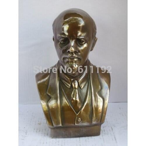 ANTIQUE COPPER ART COLLECTIBLE EXQUISITE LENIN BUSTS SCULPTURE METAL CRAFTS, MODERN HOME DECOR GIFTS