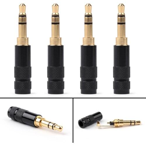 Artudatech 4PCS 3.5mm 3 Pole TRS Mini Audio Male Plug Connector Headphone Repair Black