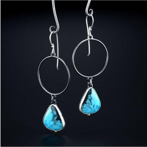 Bohemia Silver Plated Green Stone Drop Earrings For Women Vintage Water Drop Dangle Earrings For Women 2020 Stud H3D522
