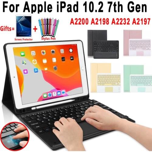 Touchpad Keyboard Case For iPad 10.2 2019 7 7th 8th Generation Pencil Holder Leather Silicone Soft Cover Detach Bluetooth